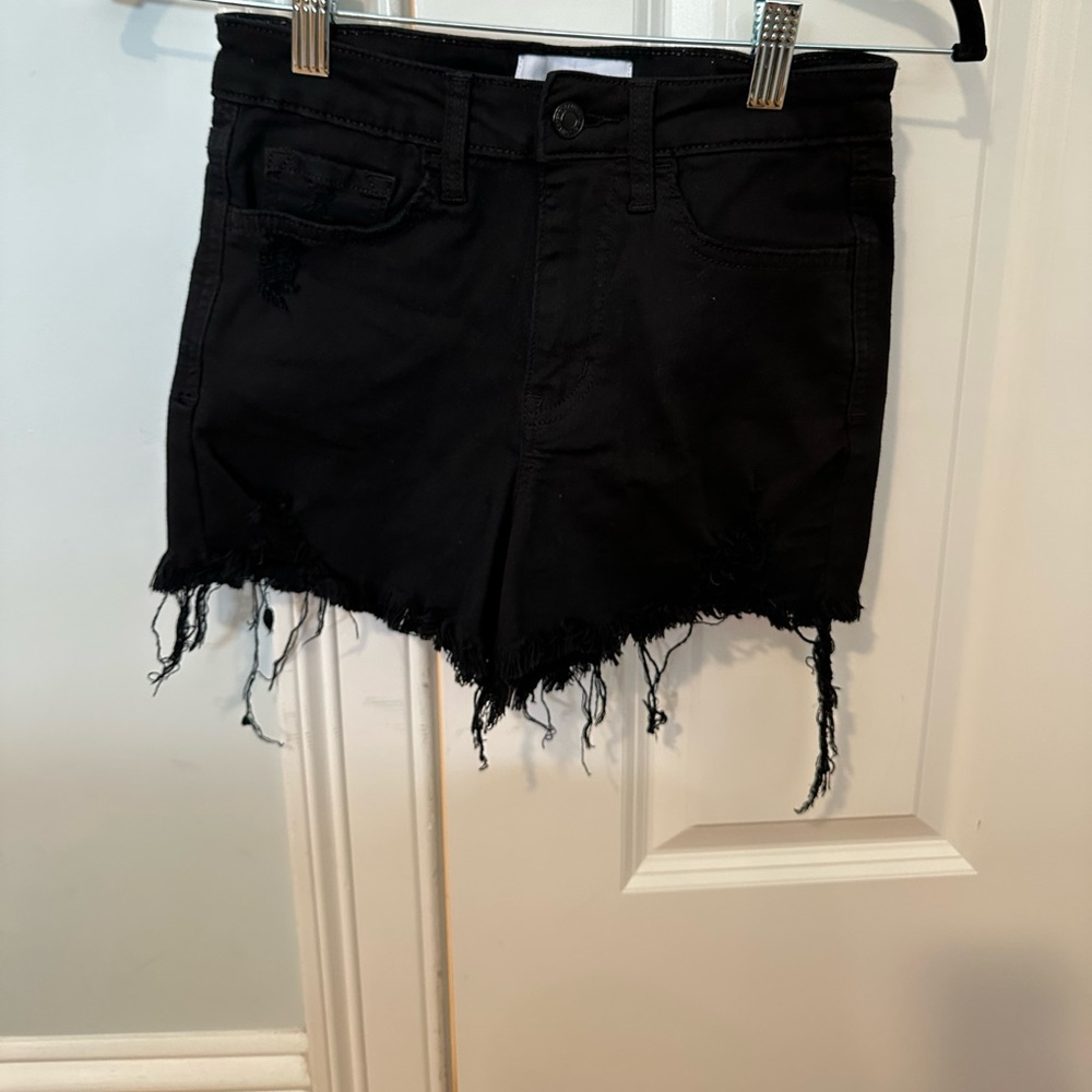 Vervet High Rise Distressed Black Denim Jean Shorts Size Small Like New